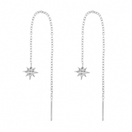 Pendientes Acero Inox estrella Plateado