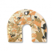 Colgantes de pol&iacute;meros arco Marr&oacute;n-rosa-blanco-dorado