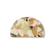 Colgantes de pol&iacute;meros semi-redondo Marr&oacute;n-rosa-blanco-dorado