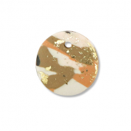 Colgantes de pol&iacute;meros redondos Marr&oacute;n-rosa-blanco-dorado