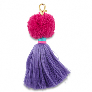 llavero pompón con borlas Magenta-púrpura-azul