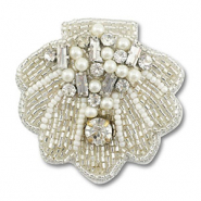 Broches conchas Transparente con revestimiento plateado-blanco