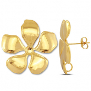 Fornituras Acero Inox pendientes flor con anilla Dorado