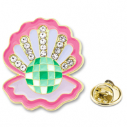 Pins ostra con strass Rosa oscuro-púrpura lila-verde
