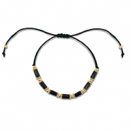 Pulsera tobillera trendy abalorios mixtas Negro-dorado