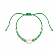 Pulsera tobillera trendy abalorios mixtas Verde-blanco-dorado