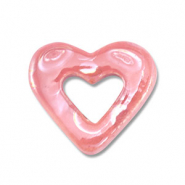 Abalorios de cer&aacute;mica griega DQ coraz&oacute;n Rosa malva