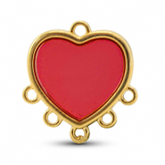 Colgantes metálicos DQ con 6 ojos Rojo-Dorado (sin níquel)