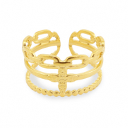 Anillos Acero Inox flor Dorado