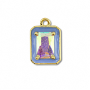 Metal TQ lat&oacute;n colgante rect&aacute;ngulo Dorado-azul-cubierta AB