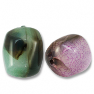 Abalorios acrílicos óvalo Multicolor marrón-verde-púrpura