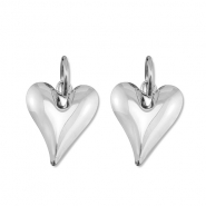 Pendientes Acero Inox coraz&oacute;n Plateado