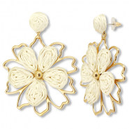 Pendientes rafia trendy flor Blancuzco-dordao