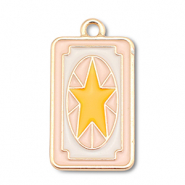 Colgantes met&aacute;licos esmalte carta con estrella Dorado-rosa claro-blanco-amarillo