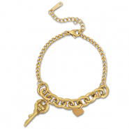Pulseras Acero Inox llave Dorado