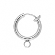 Fornituras Acero Inox pendientes criolla clip con anilla 14mm Plateado