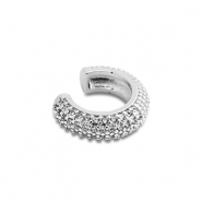 Pendientes ear cuff Acero Inox con zirc&oacute;n Plateado-cristal