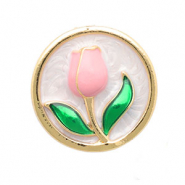 Pins tulipán Dorado-rosa claro-verde-blanco