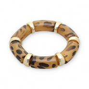 Pulseras de resina con estampado leopardo Dorado-transparente marr&oacute;n &aacute;mbar claro-negro
