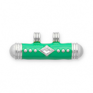 Message bead colgantes Acero Inox Plateado-verde-transparente