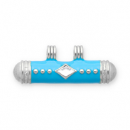 Message bead colgantes Acero Inox Plateado-azul-transparente
