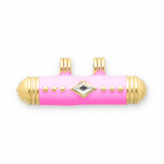 Message bead colgantes Acero Inox Dorado-rosa-transparente