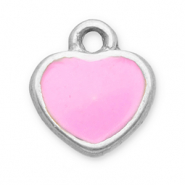 Colgantes Acero Inox coraz&oacute;n Plateado-rosa