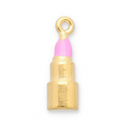 Colgantes Acero Inox l&aacute;piz labial Dorado-rosa