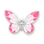 Abalorios Acero Inox mariposa Plateado-rosa-blanco