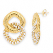 Pendientes Acero Inox Dorado-blanco