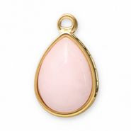 Colgantes Acero Inox piedra natural gota Dorado-rosado