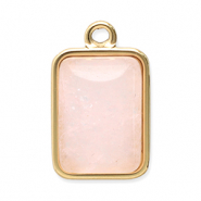 Colgantes Acero Inox piedra natural rectángulo Dorado-rosado