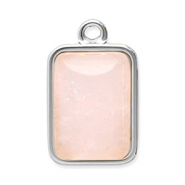 Colgantes Acero Inox piedra natural rectángulo Plateado-rosado