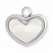 Colgantes Acero Inox concha corazón Plateado-blanco