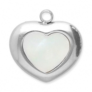 Colgantes Acero Inox concha corazón Plateado-blanco