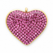 Colgantes Acero Inox corazón Dorado-rosa oscuro