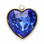Colgantes Acero Inox faceteado corazón Dorado-azul oscuro