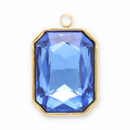 Colgantes Acero Inox faceteado rectángulo Dorado-azul oscuro