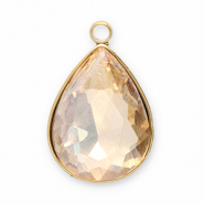 Colgantes Acero Inox faceteado gota Dorado-champagne