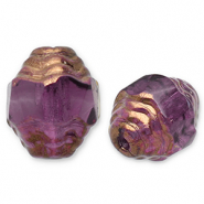 Abalorios Checos FPB &oacute;valo 7x6mm Amethyst-bronze