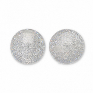 Abalorios acrílicos con glitter 8 mm Gris-plateado