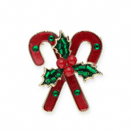 Broches bastónes de caramelo con motivos navideños Dorado-rojo-verde