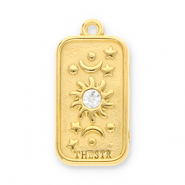 Colgantes Acero Inox sol, luna y estrellas con strass Dorado-transparente