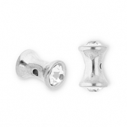 Abalorios Acero Inox diabolo con strass Plateado-transparente