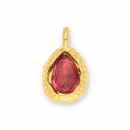 Colgantes Acero Inox gota con faceta Dorado-rosa oscuro