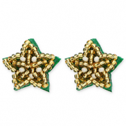 Pendientes Trendy estrella Dorado-blanco-verde