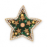 Broches estrella Verde-cristal-marr&oacute;n