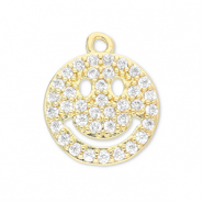 Metal TQ lat&oacute;n colgante smiley Dorado-transparente