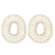 Pendiente de lat&oacute;n Eco-brass&reg; con zirc&oacute;n &oacute;valo Dorado-cristal