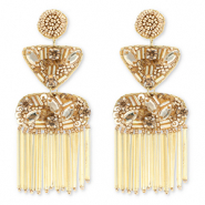 Pendientes trendy con abalorios de vidrio Dorado